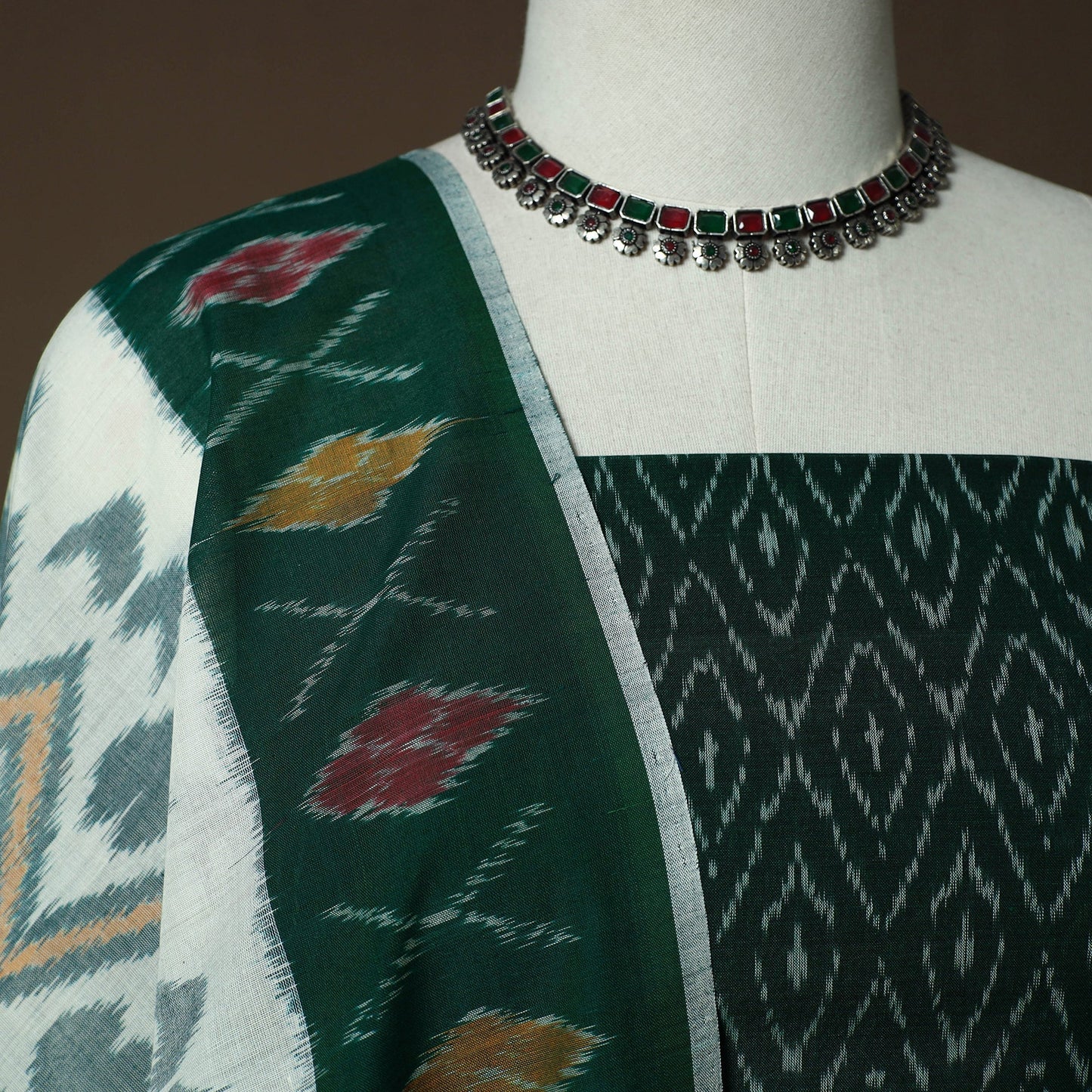 Handloom mercerised cotton pochampally ikat 2pc unstitched
