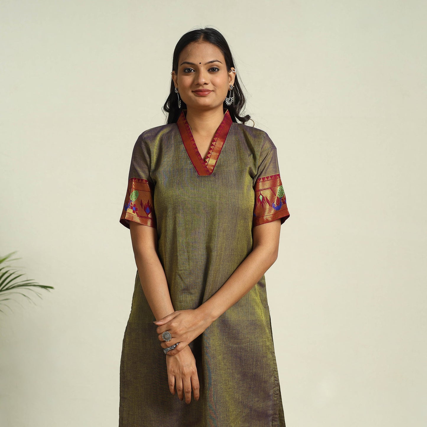 Green Mercerised Cotton Straight Dharwad Kurta