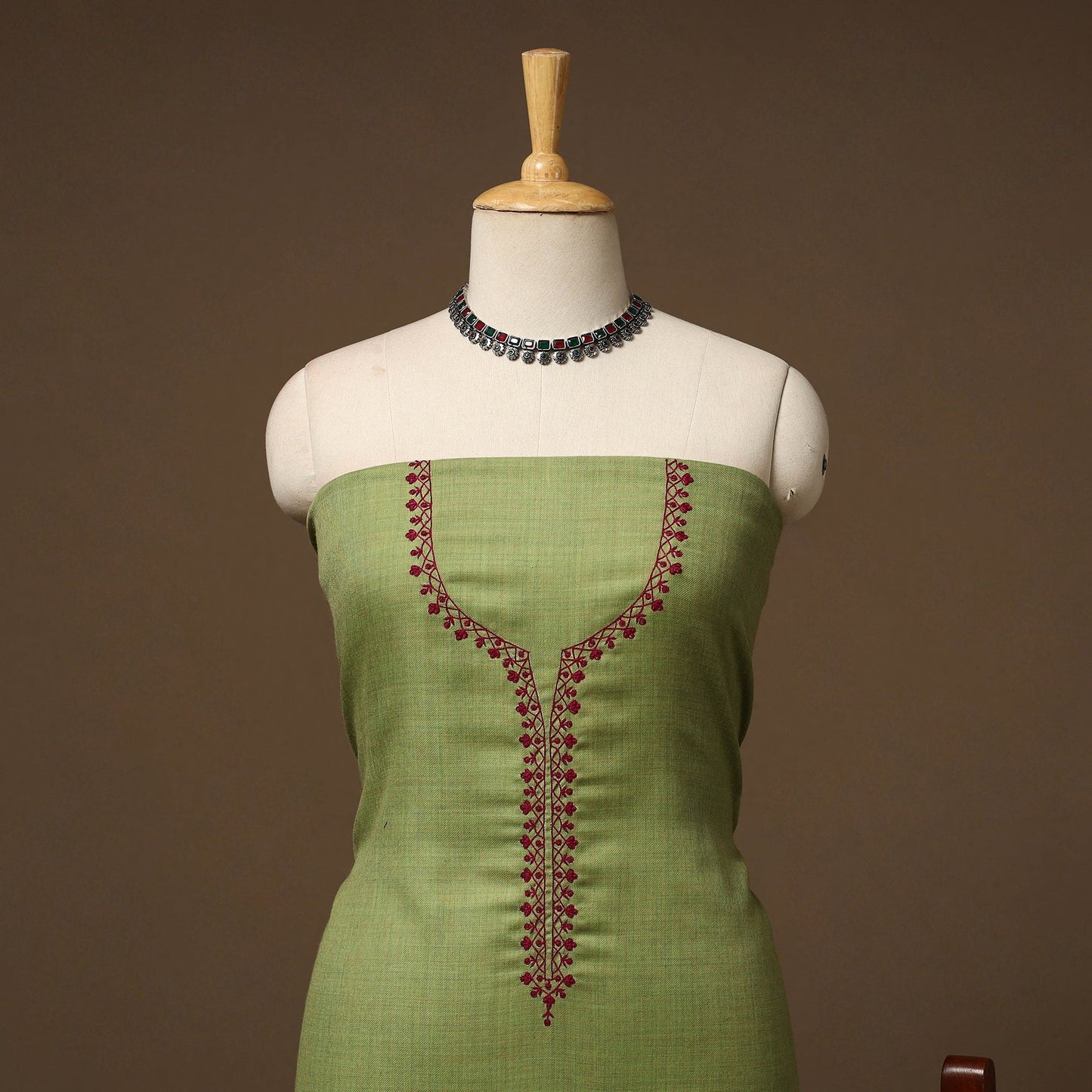 Merino wool hand embroidery 3pc unstitched dress material