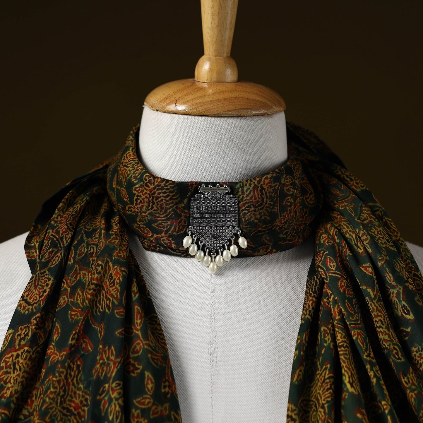 Modal silk pendant necklace scarf 30 - handcrafted