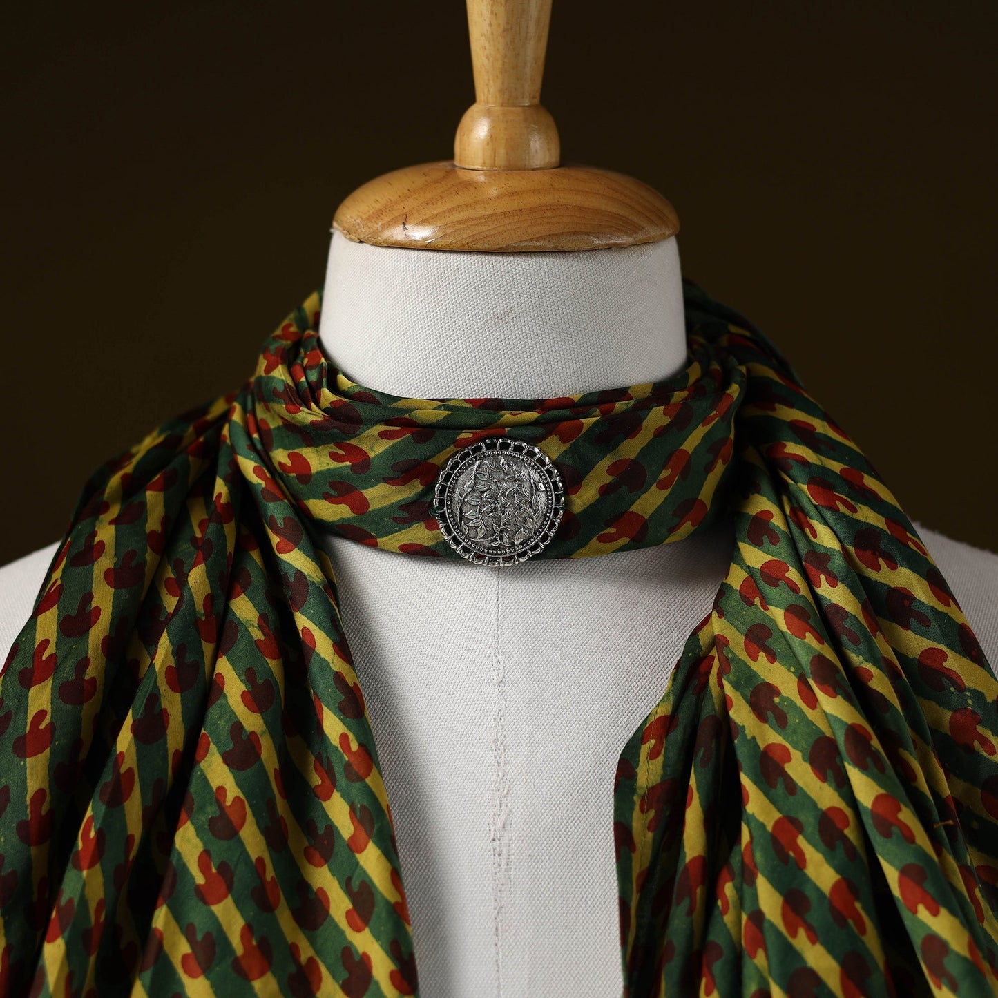 Modal silk pendant necklace scarf 33 - handcrafted