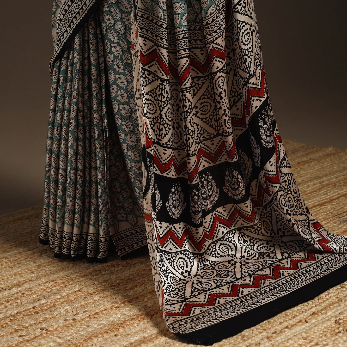 Modal silk hand bagru saree 33 - handcrafted