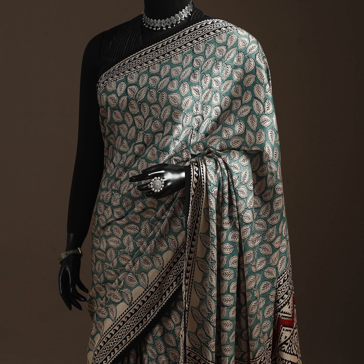 Modal silk hand bagru saree 33 - handcrafted