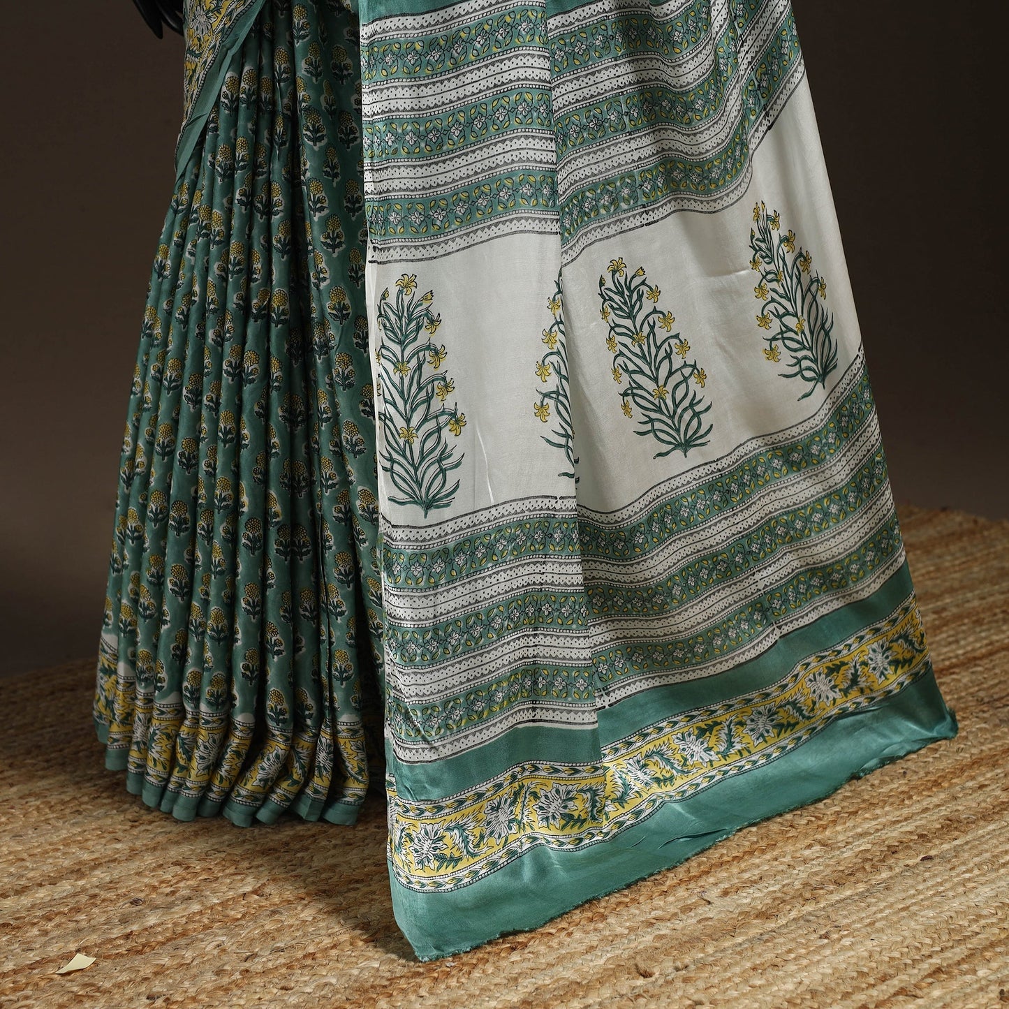 Modal silk hand sanganeri saree 07 - handcrafted