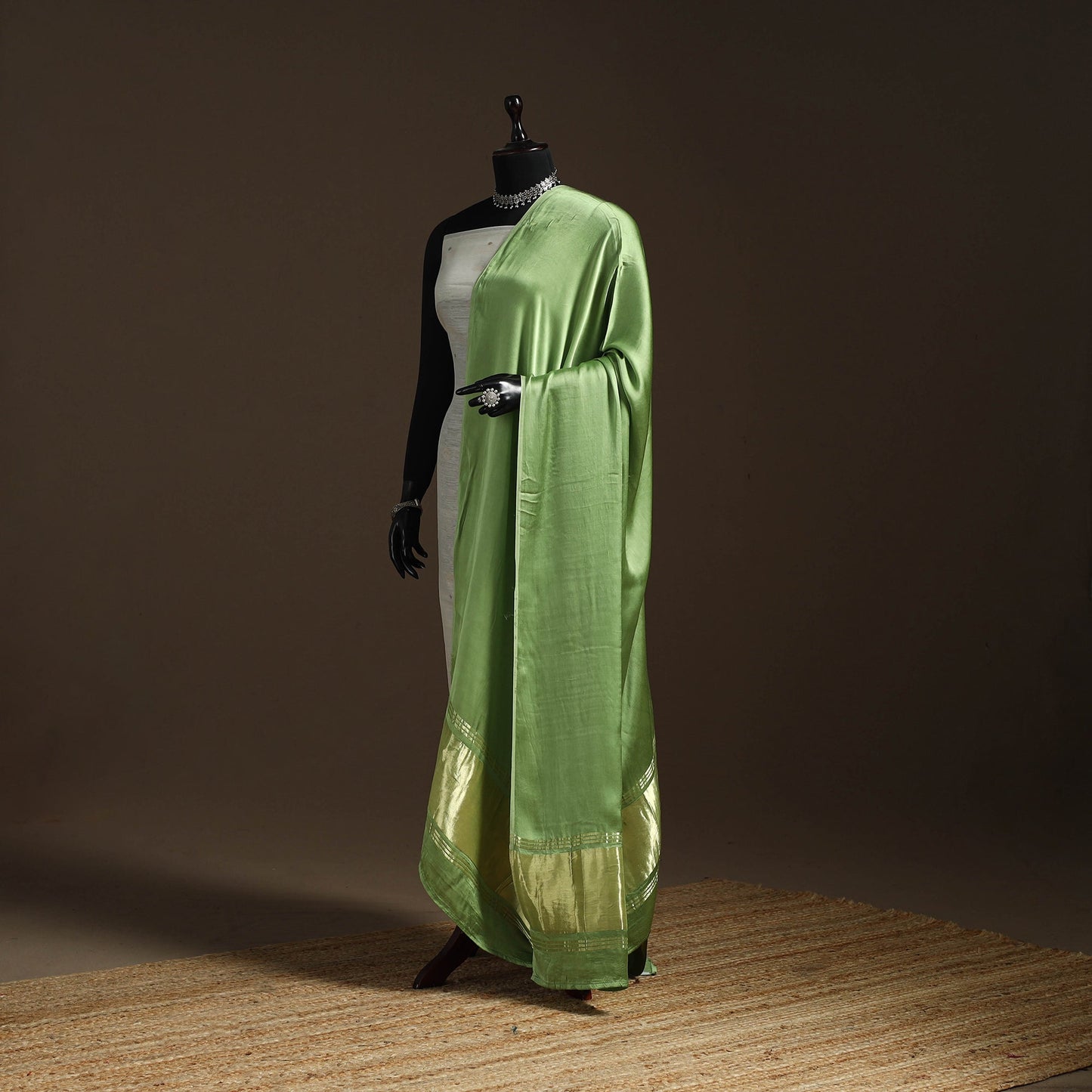 Modal silk natural dyed plain dupatta with lagdi patta 10