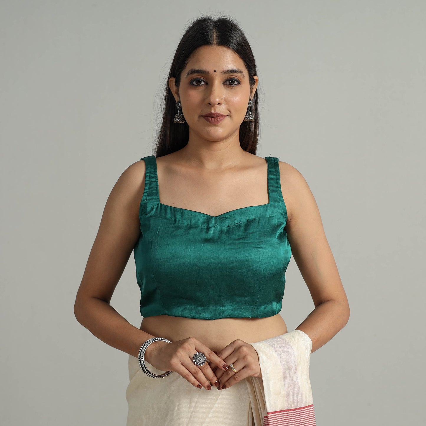 Buy Modal Silk Plain Stitched Blouse 11 Online at iTokri.com