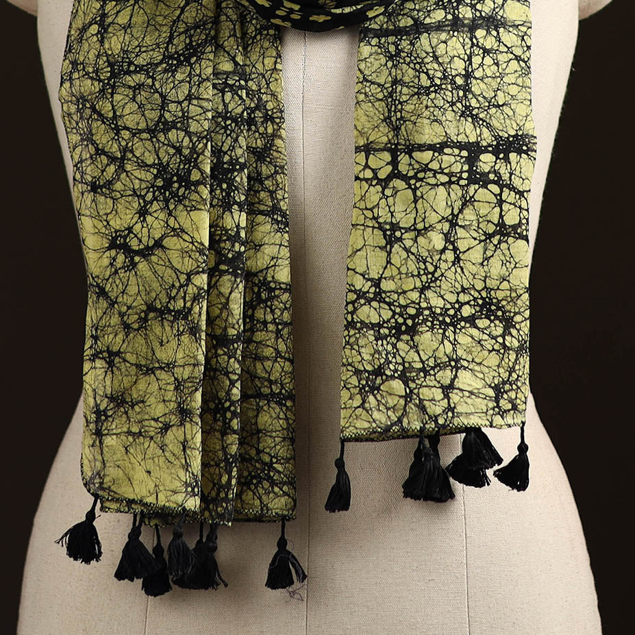 Mul cotton kutch hand batik stole with tassels 05