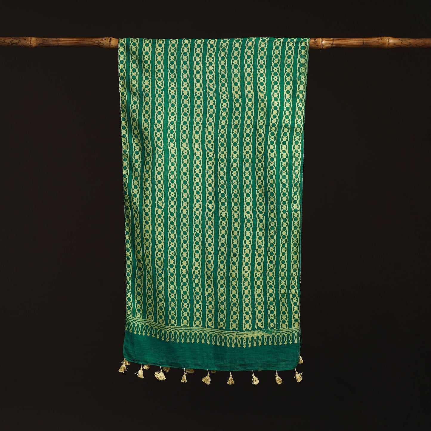 Mul cotton kutch hand batik stole with tassels 12