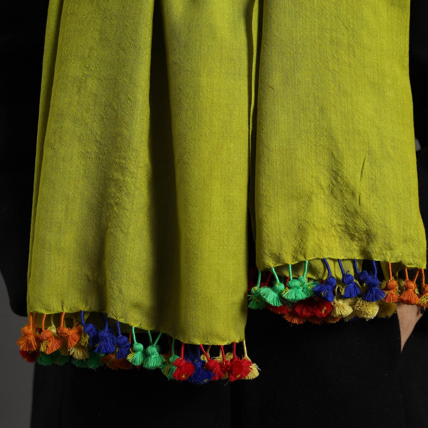 Green Multi Fuman Pure Woollen Stole from Kutch