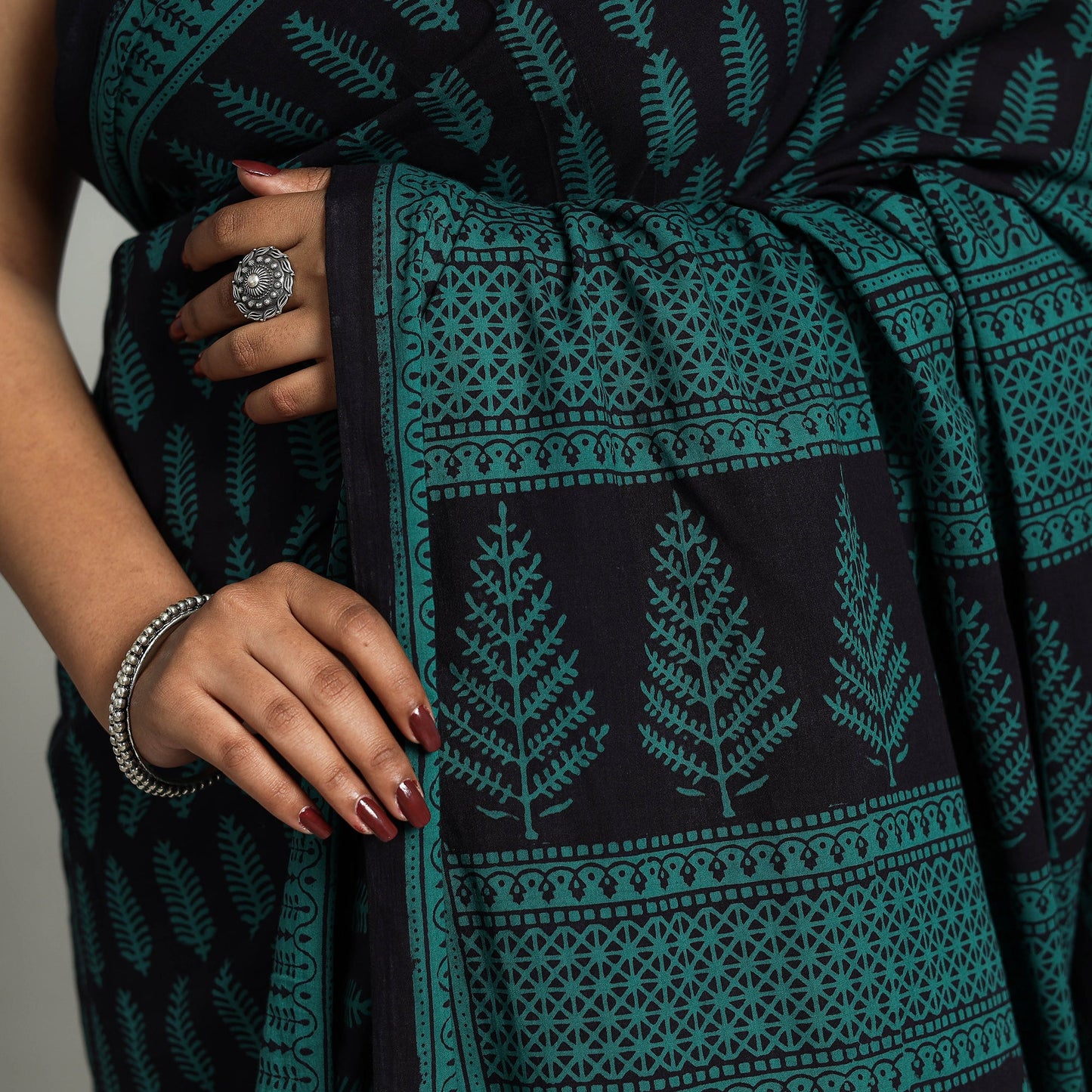Green Bagh Print Cotton Saree Online from Madhya Pradesh