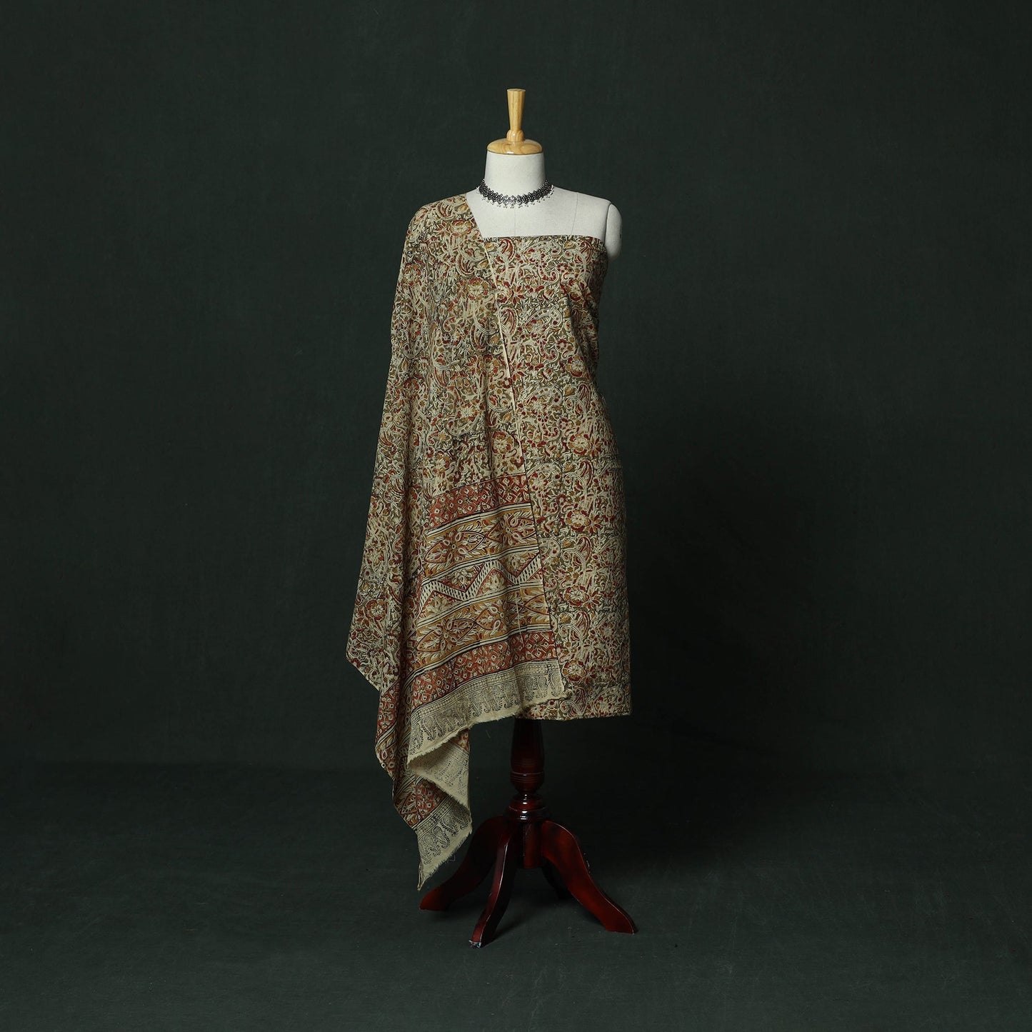 Natural dyed block print cotton pedana kalamkari 2pc