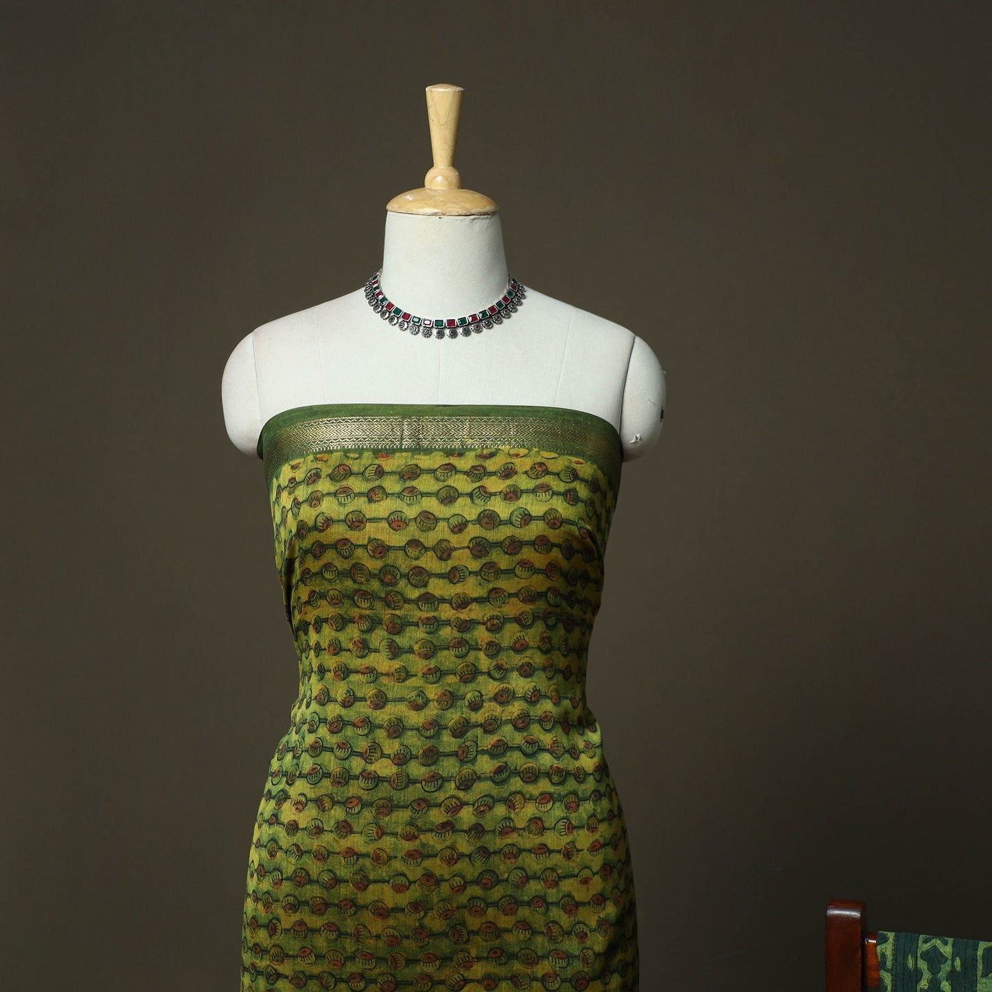 Natural dyed block print maheshwari silk jahota 3pc