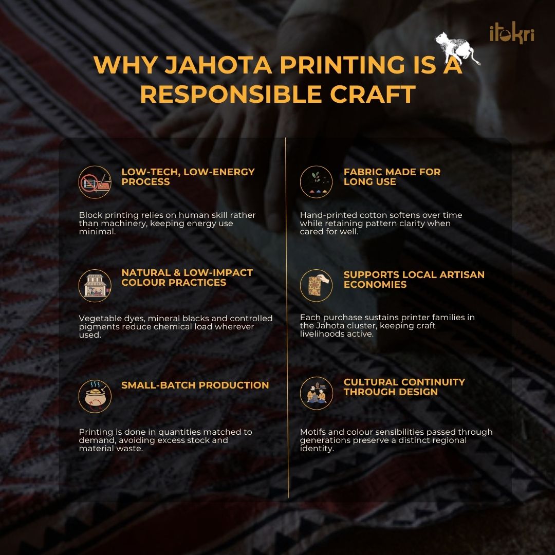 Green - natural dyed block print maheshwari silk jahota 3pc