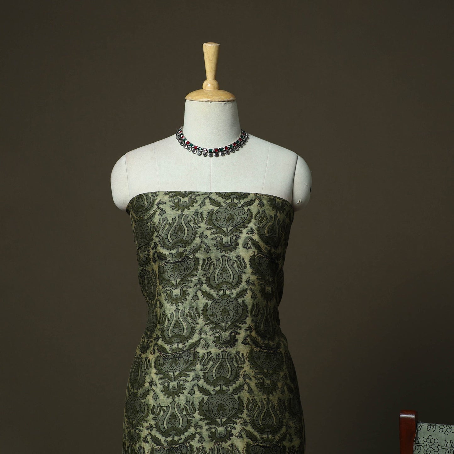 Natural dyed block print maheshwari silk vanaspati bagru
