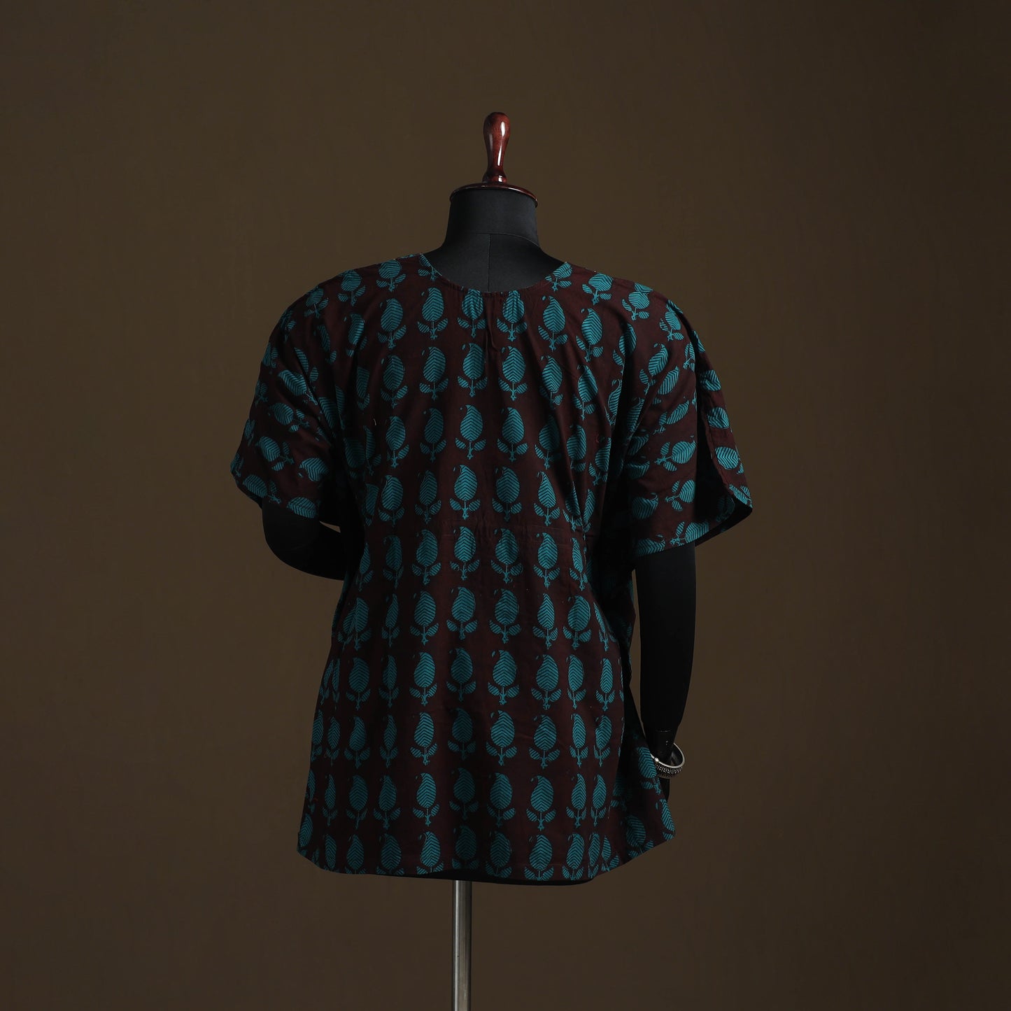 Natural dyed hand block bagh print gota work cotton kaftan