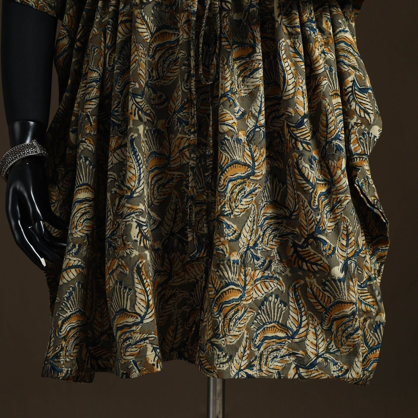 Natural dyed hand block kalamkari print cotton kaftan