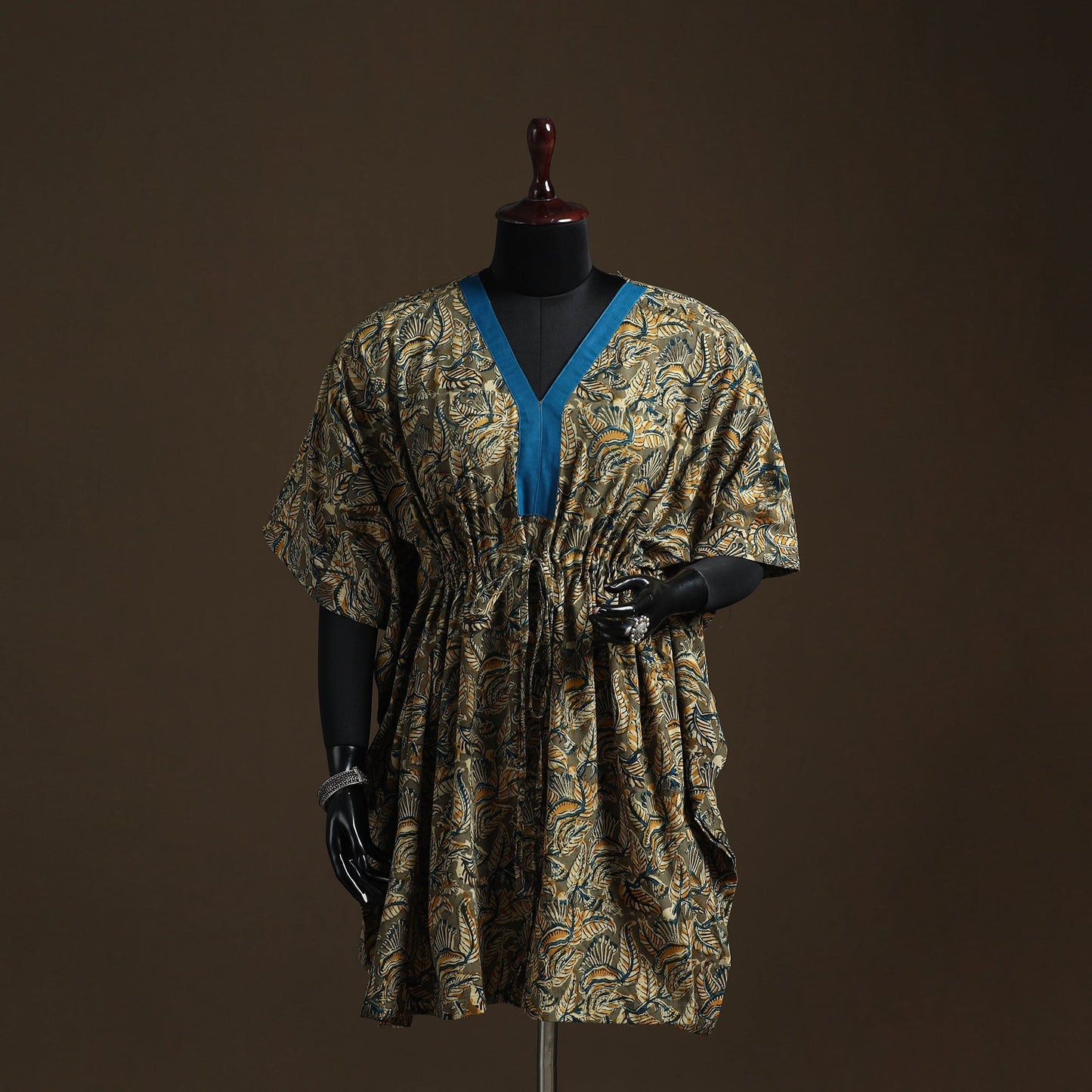 Natural dyed hand block kalamkari print cotton kaftan