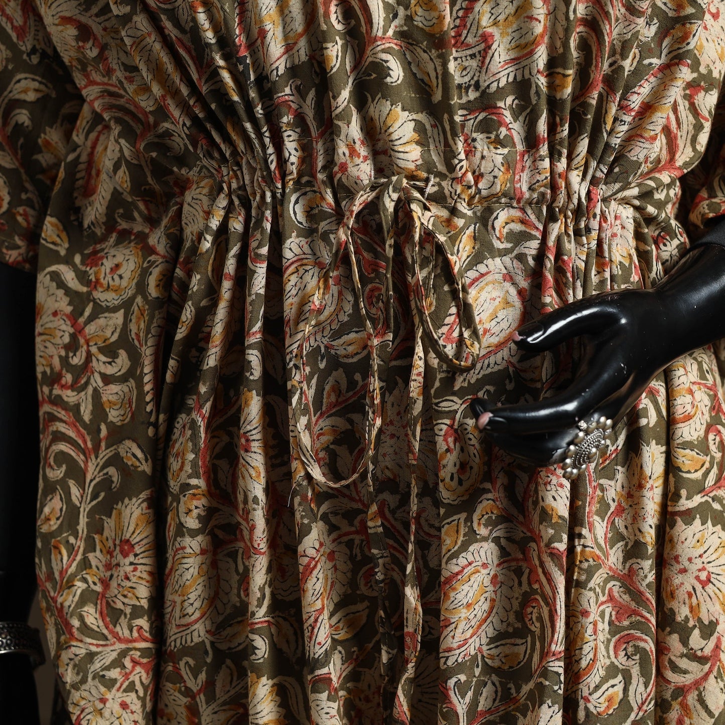 Natural dyed hand block kalamkari print cotton kaftan