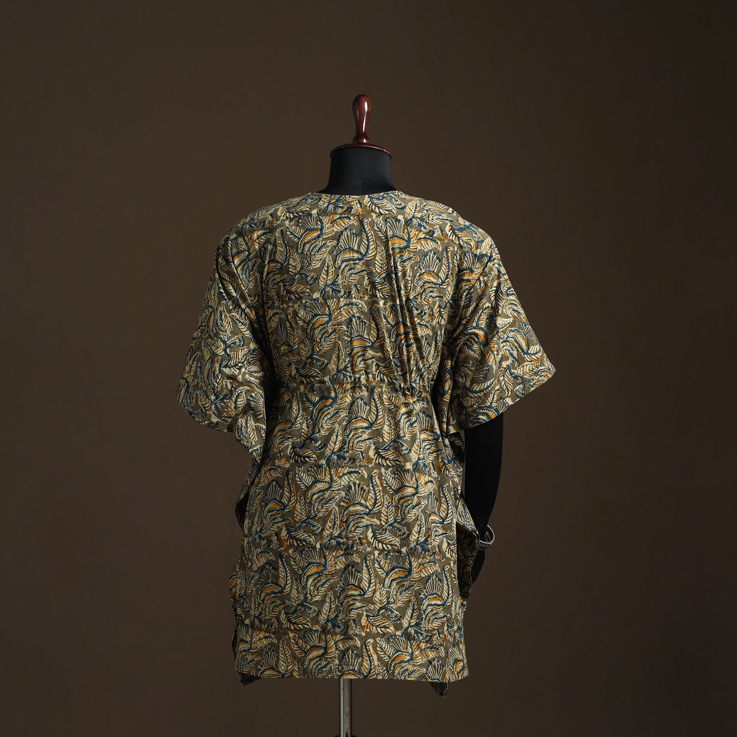 Natural dyed hand block kalamkari print cotton kaftan