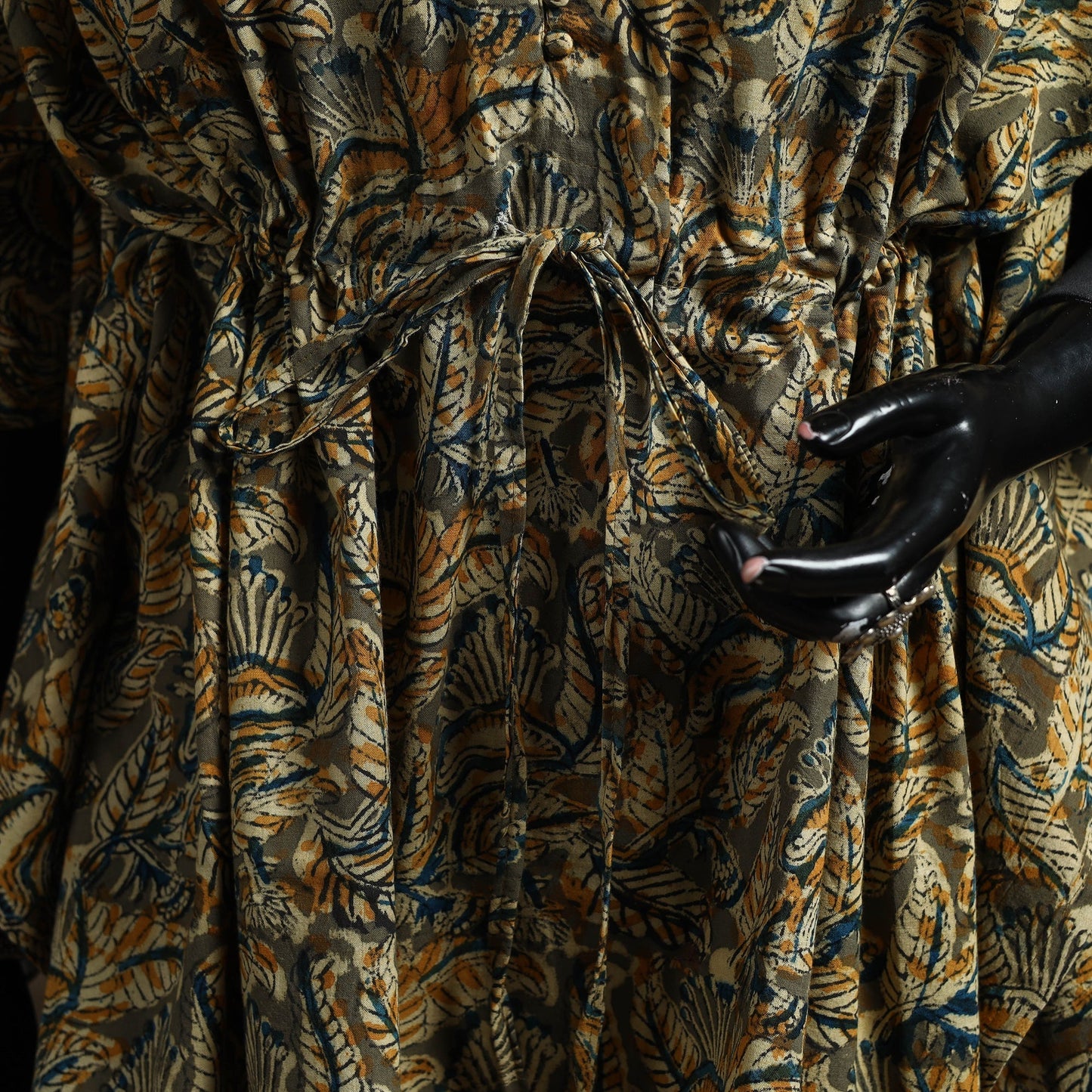 Natural dyed hand block kalamkari print cotton kaftan