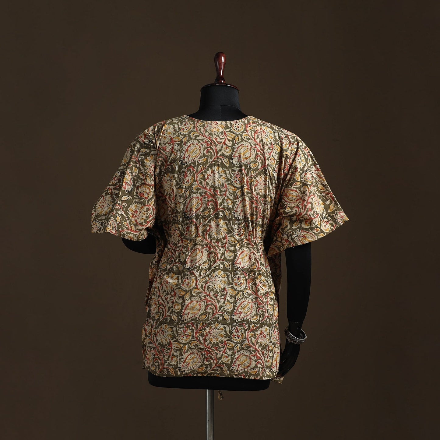 Natural dyed hand block kalamkari print cotton kaftan