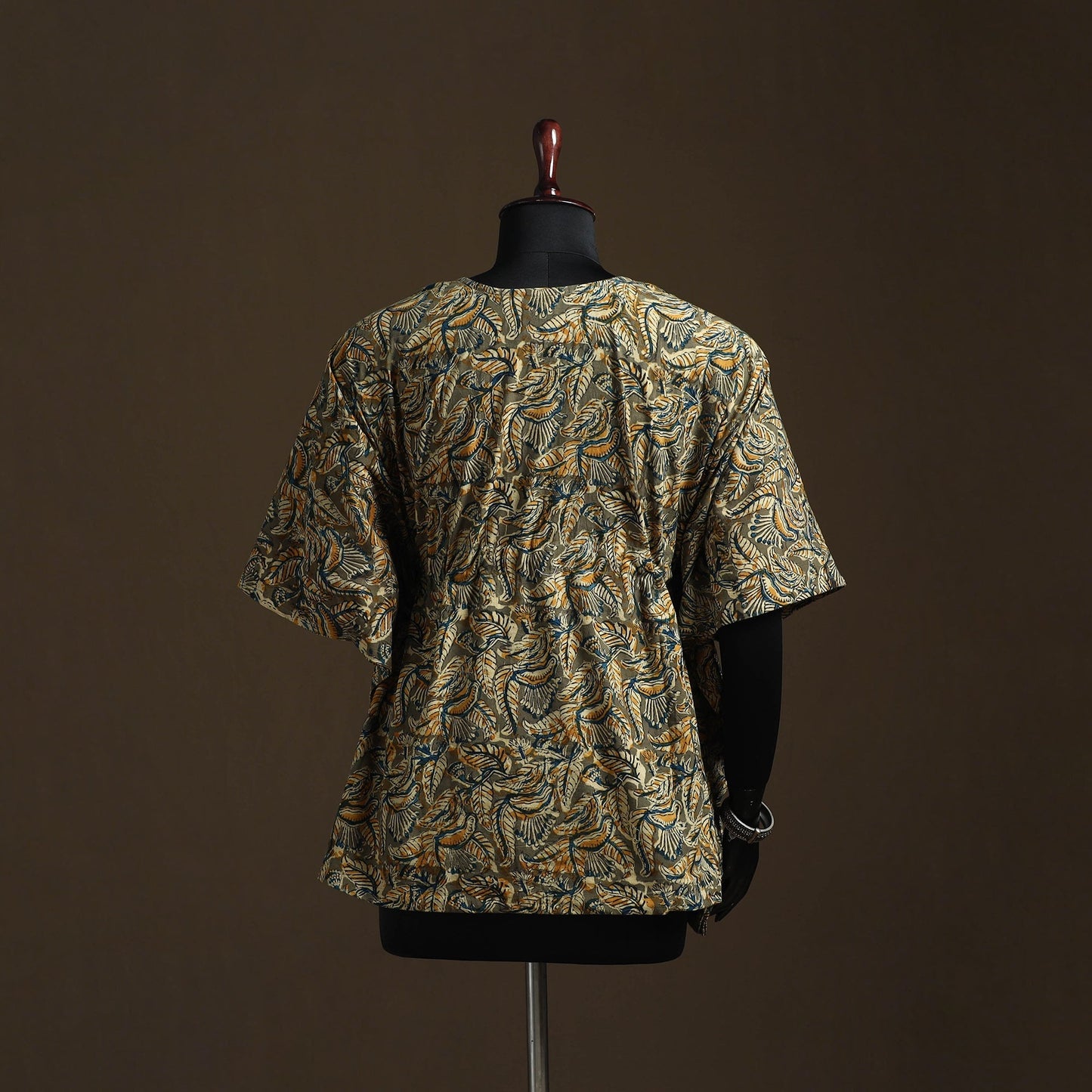 Natural dyed hand block kalamkari print cotton kaftan