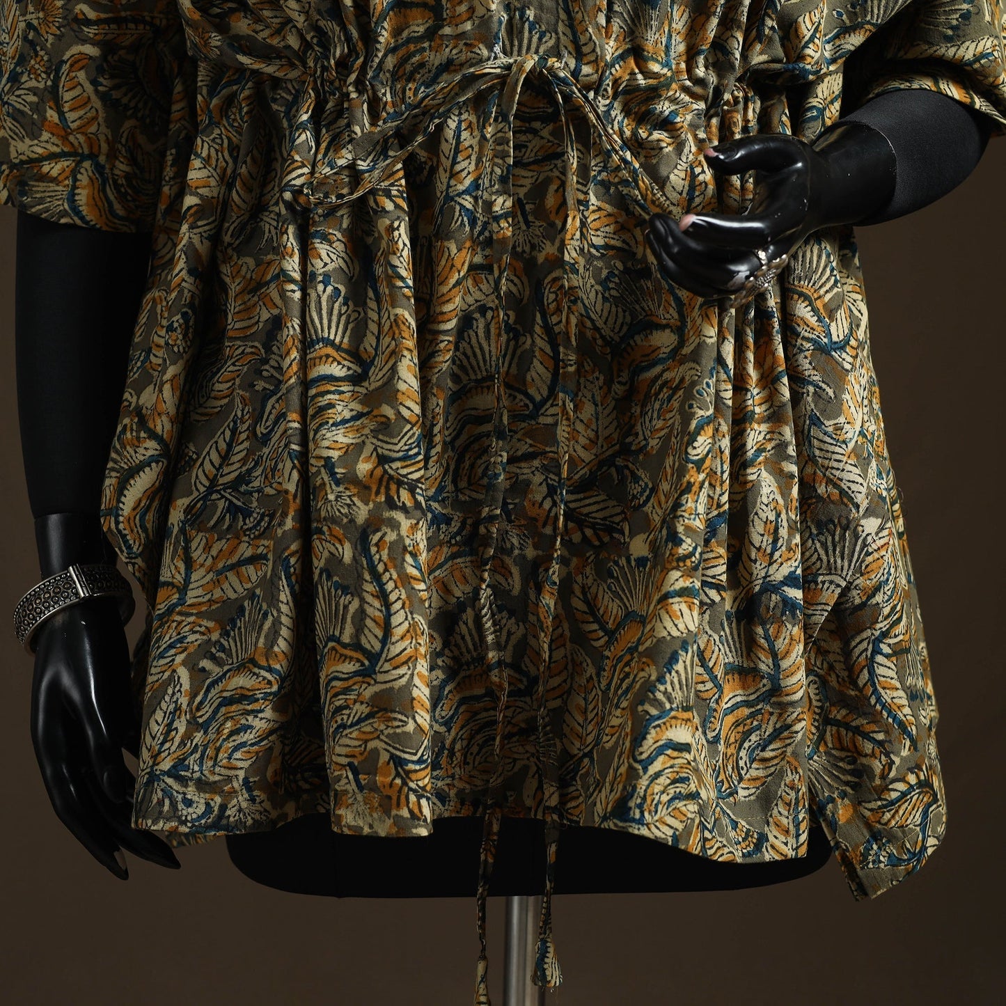Natural dyed hand block kalamkari print cotton kaftan