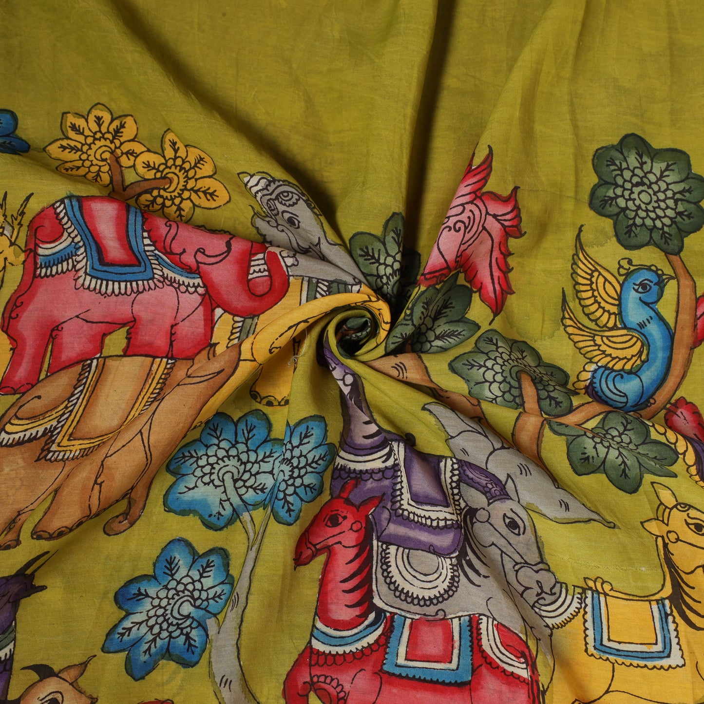 Natural dyed handloom chanderi silk handpainted