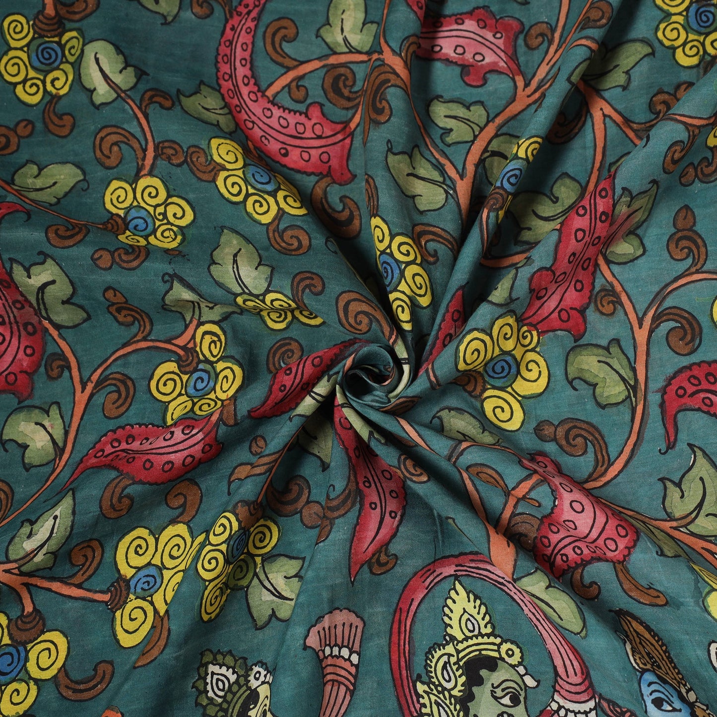 Natural dyed handloom chanderi silk handpainted