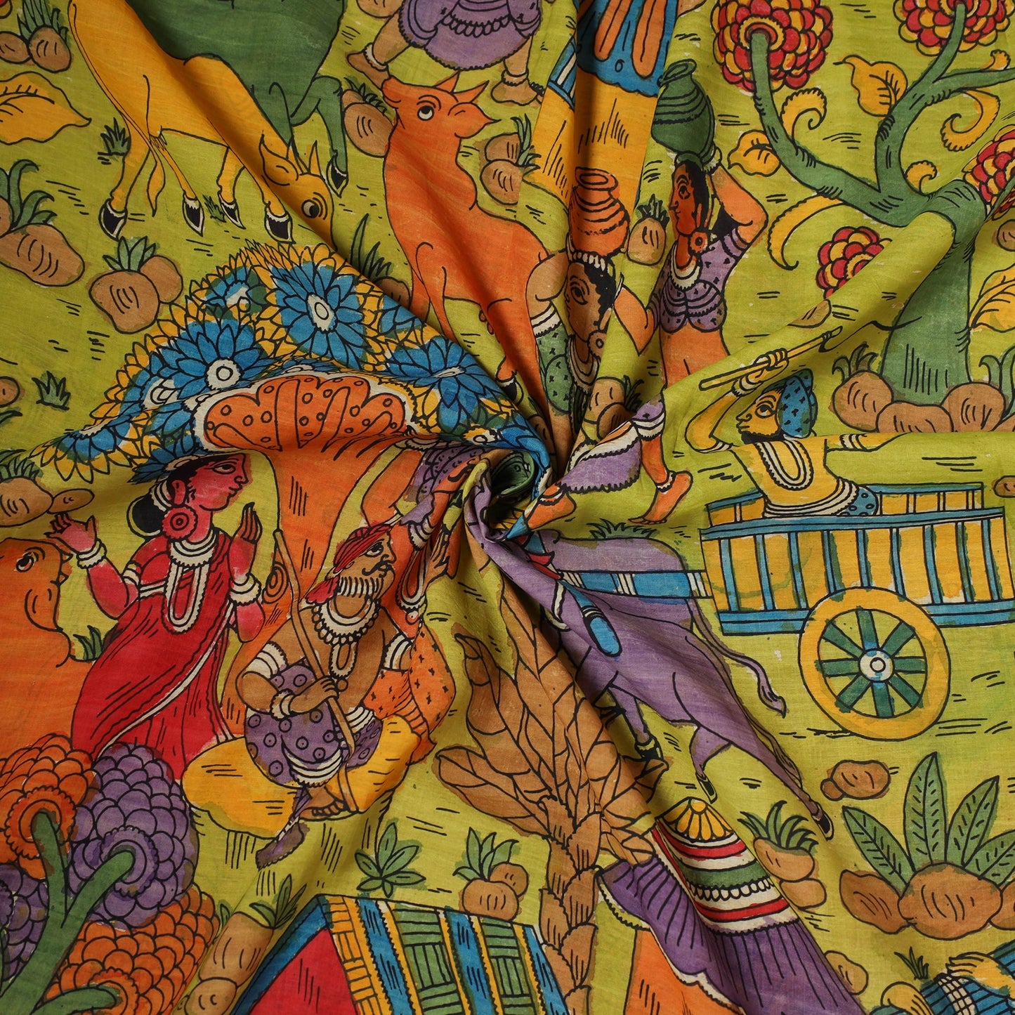 Natural dyed handloom chanderi silk handpainted