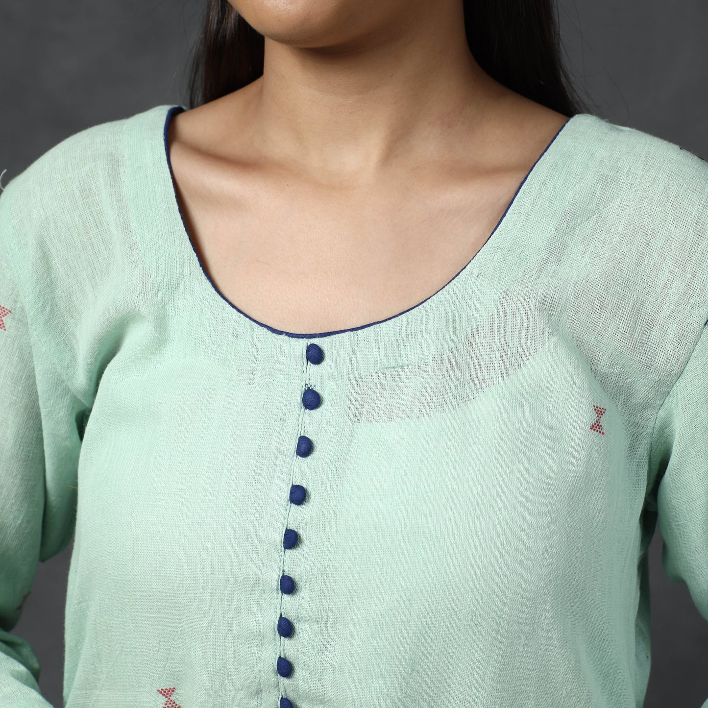 Buy Organic Kala Cotton Handloom Buti Long Kurta for Women