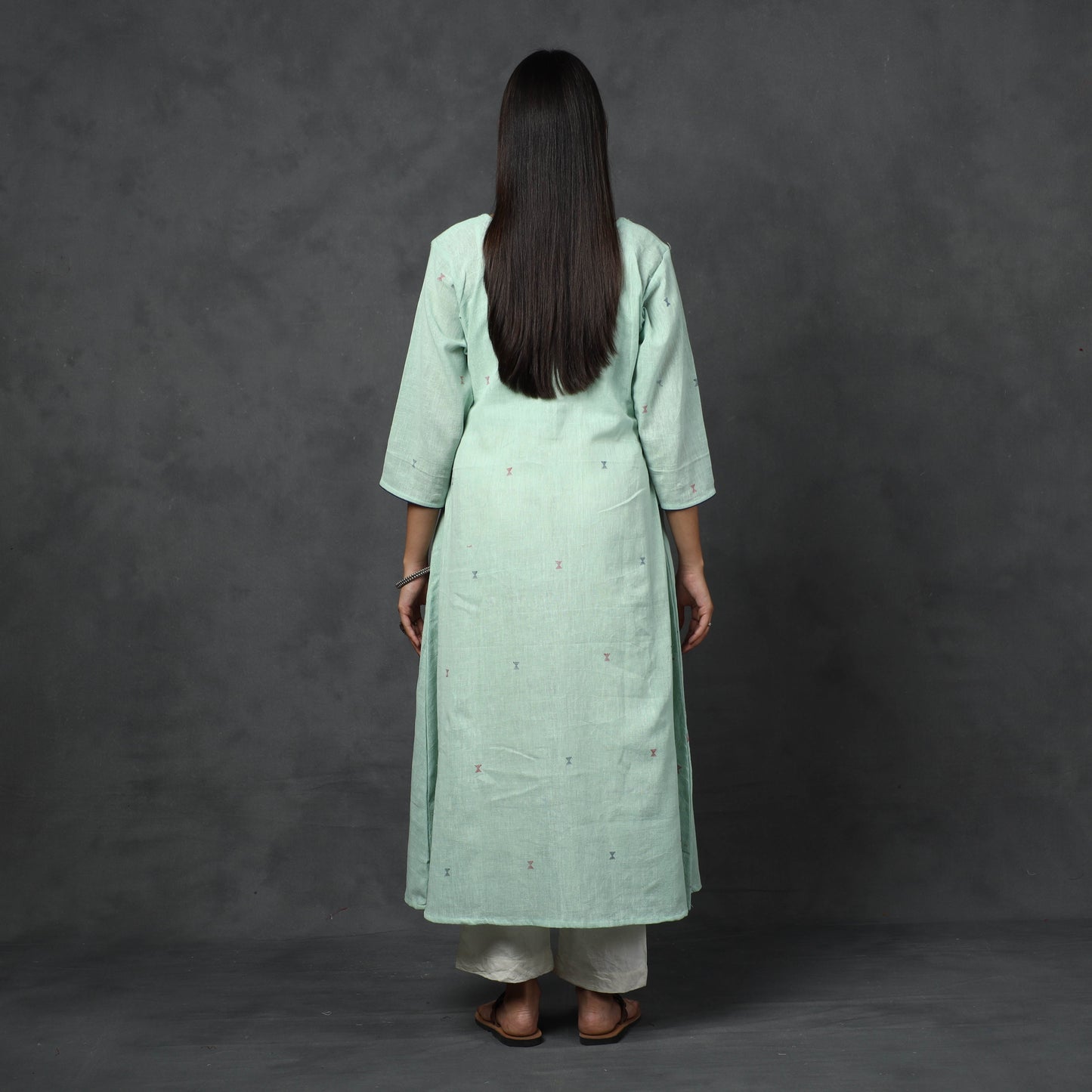 Buy Organic Kala Cotton Handloom Buti Long Kurta for Women
