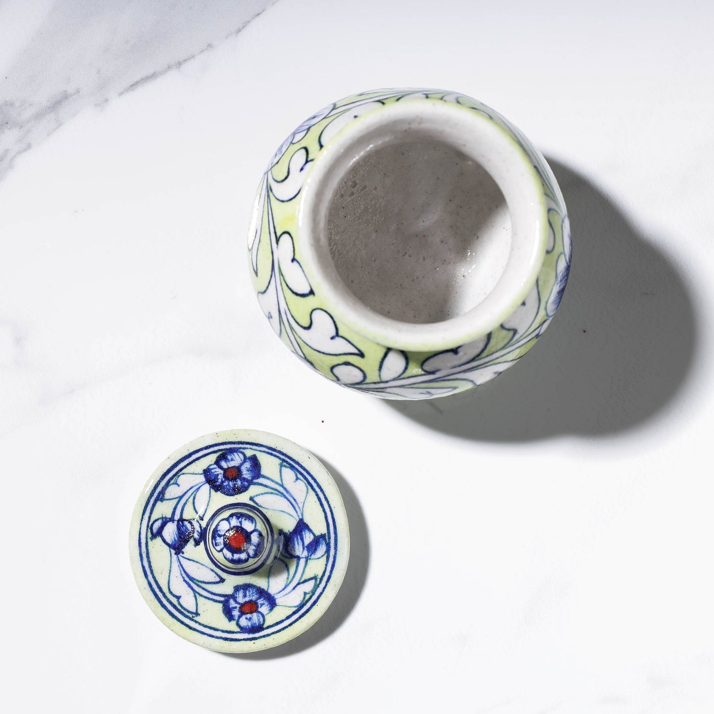 Original Blue Pottery Ceramic Barni/Storage Jar with Lid (Small) Online in India
