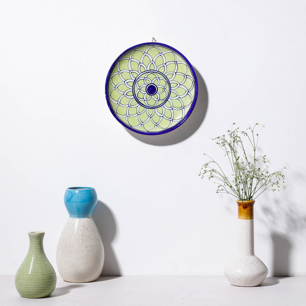 Original Blue Pottery Ceramic Plate/Wall Frame