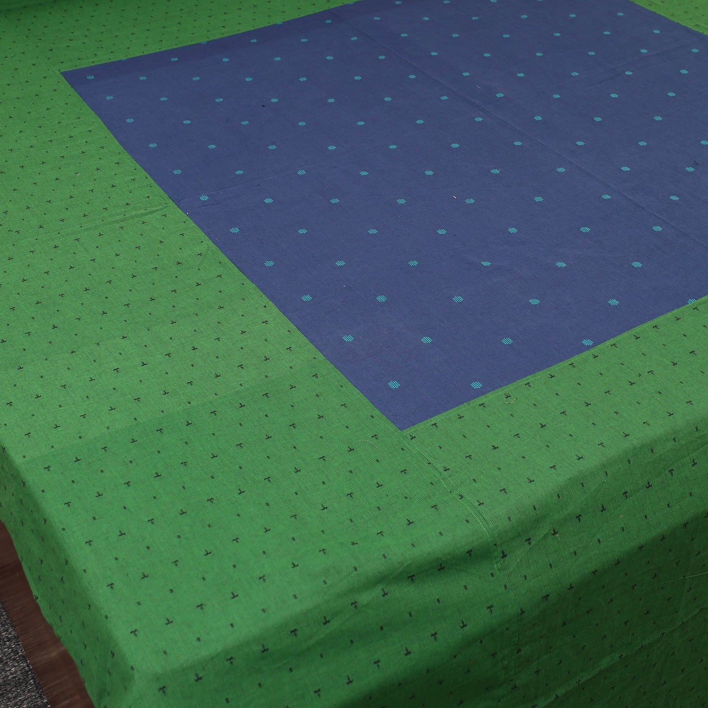 Green - patchwork cotton double jacquard bedsheet set 04