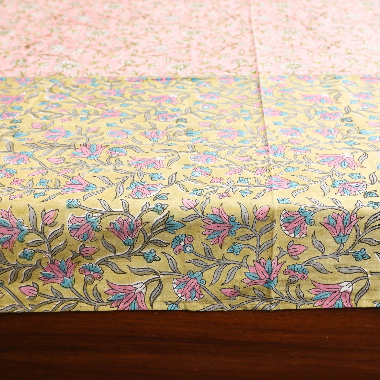 Patchwork hand double sanganeri bedsheet set (108 x 90 in)