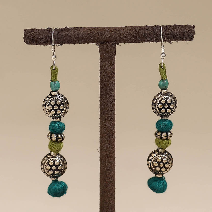 Green - patwa thread beads earrings by kailash 57