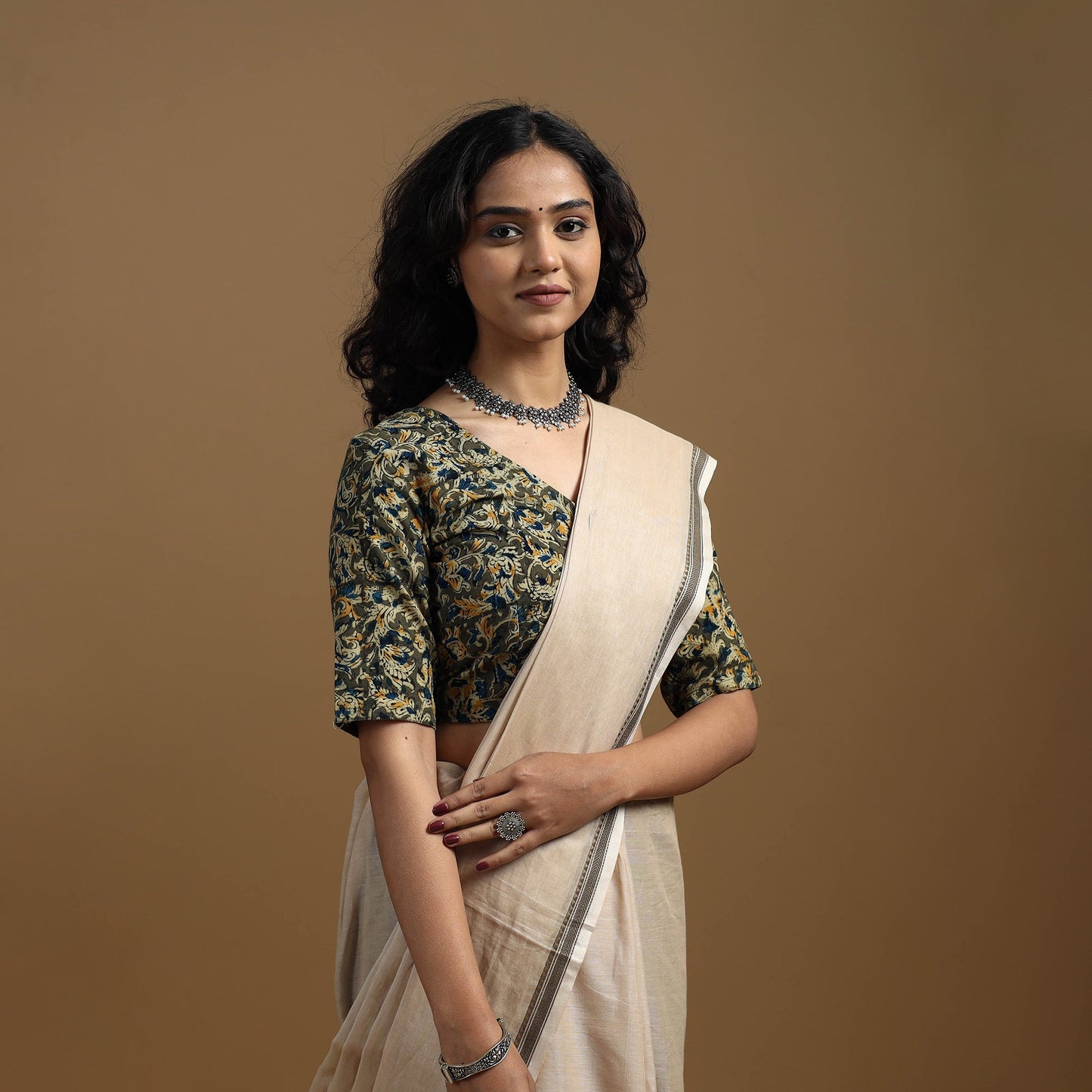 Pedana cotton natural dyed kalamkari readymade blouse 04