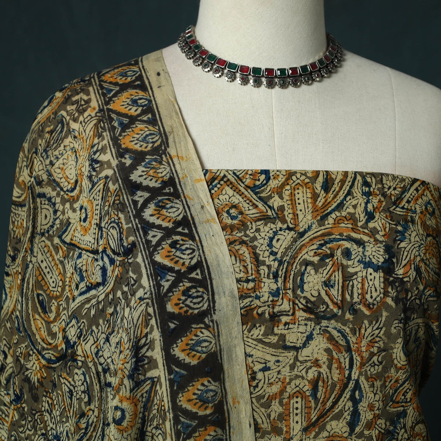 Pedana hand block print natural dyed cotton kalamkari 2pc