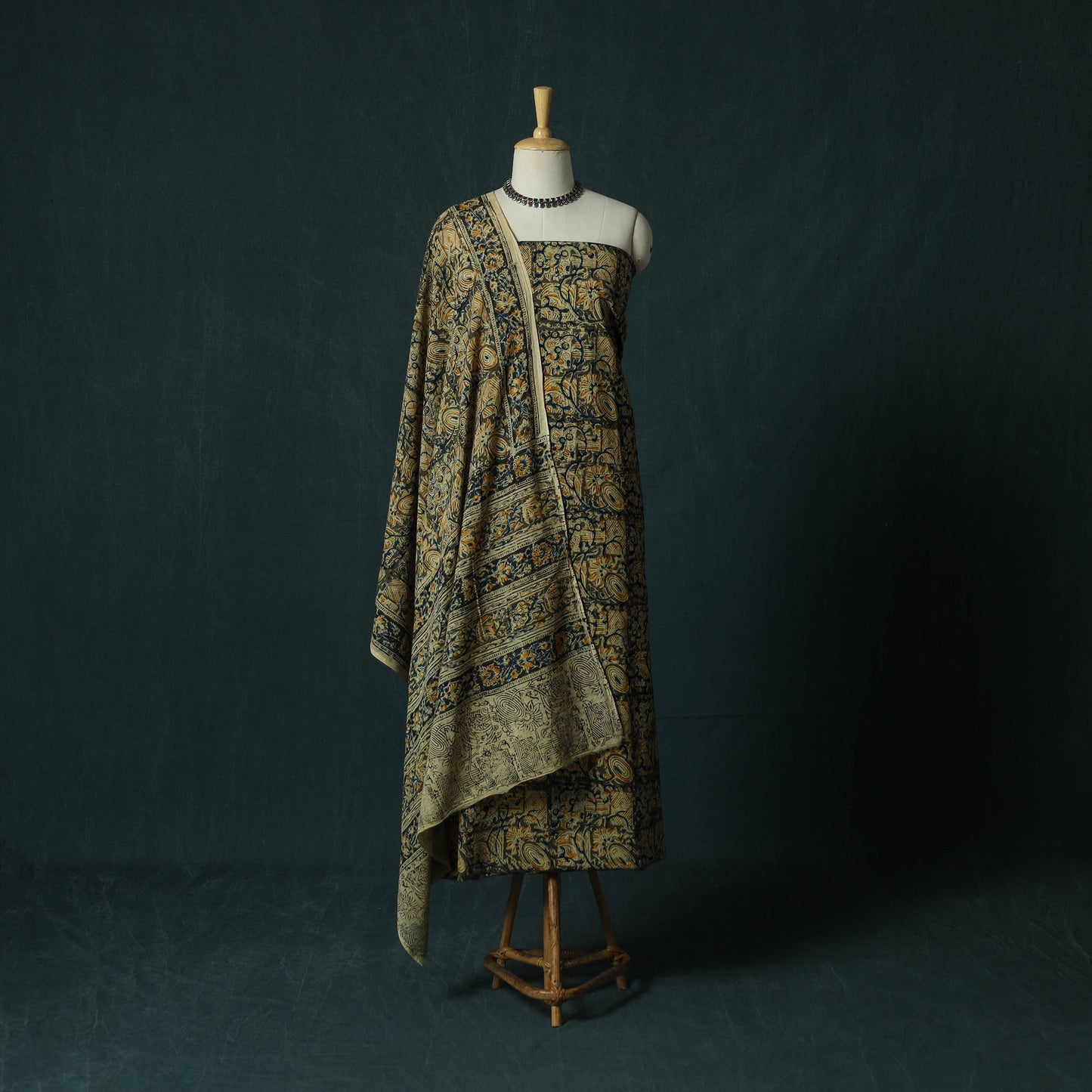 Pedana hand block print natural dyed cotton kalamkari 2pc