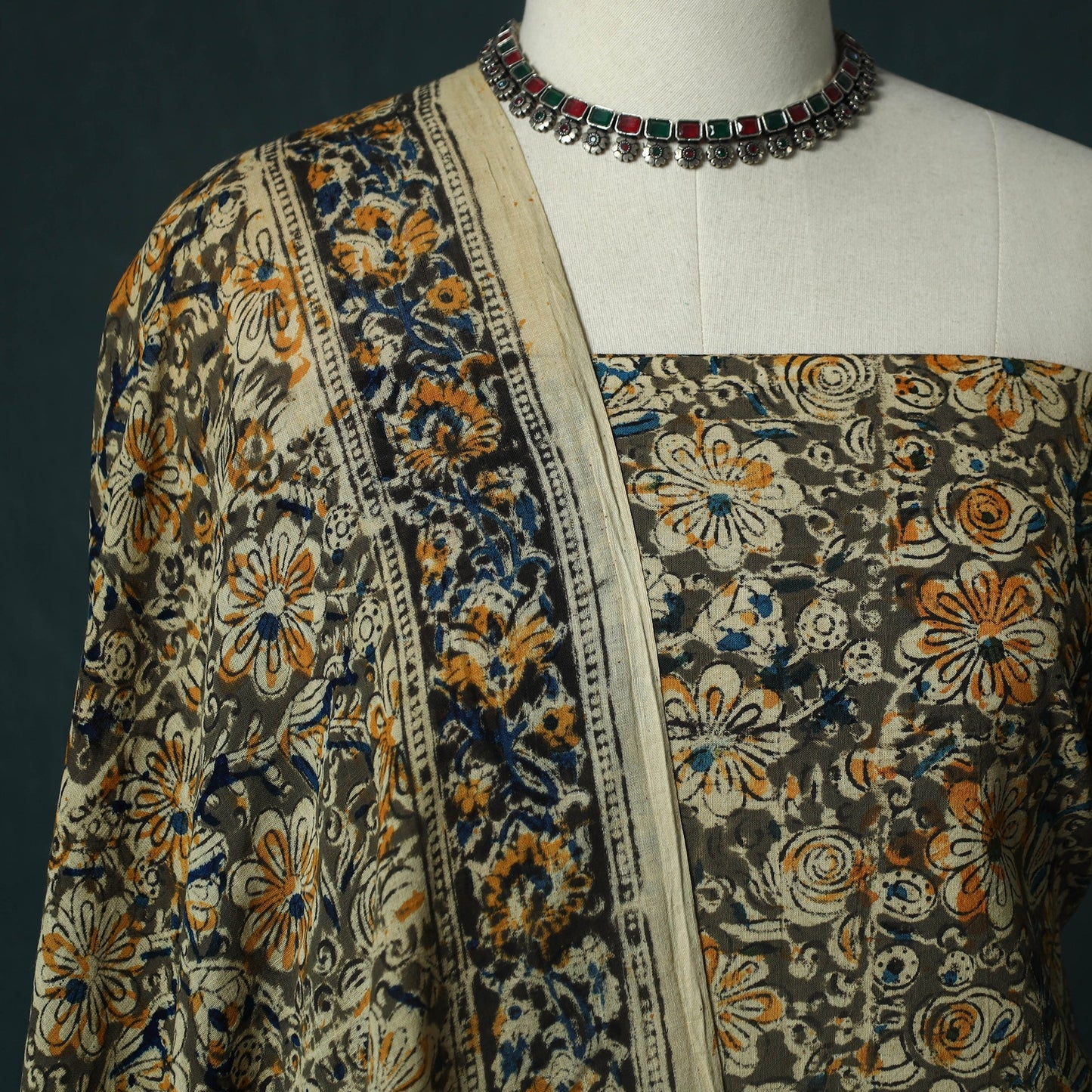 Pedana hand block print natural dyed cotton kalamkari 2pc
