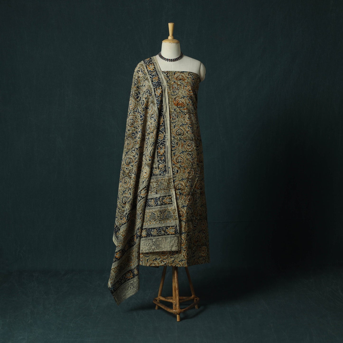 Pedana hand block print natural dyed cotton kalamkari 2pc