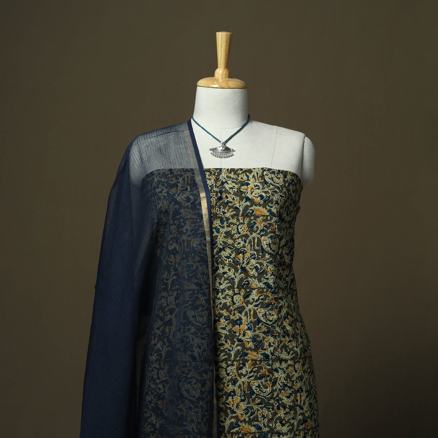 Pedana kalamkari hand block print natural dyed cotton 2pc