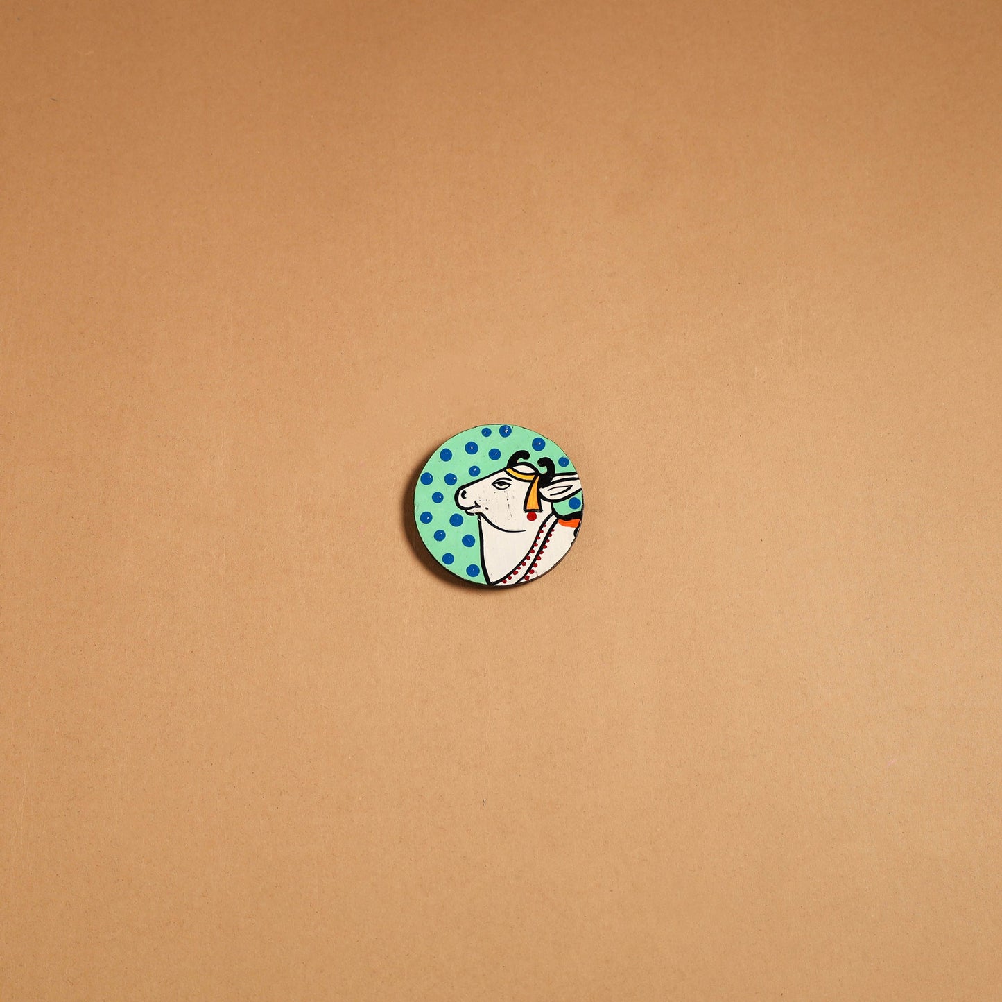 Green - pichwai handpainted wooden fridge magnet 34