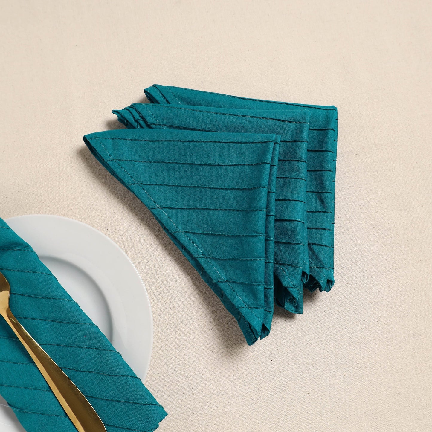 Pintuck plain table napkin (set of 4) 07 - handcrafted