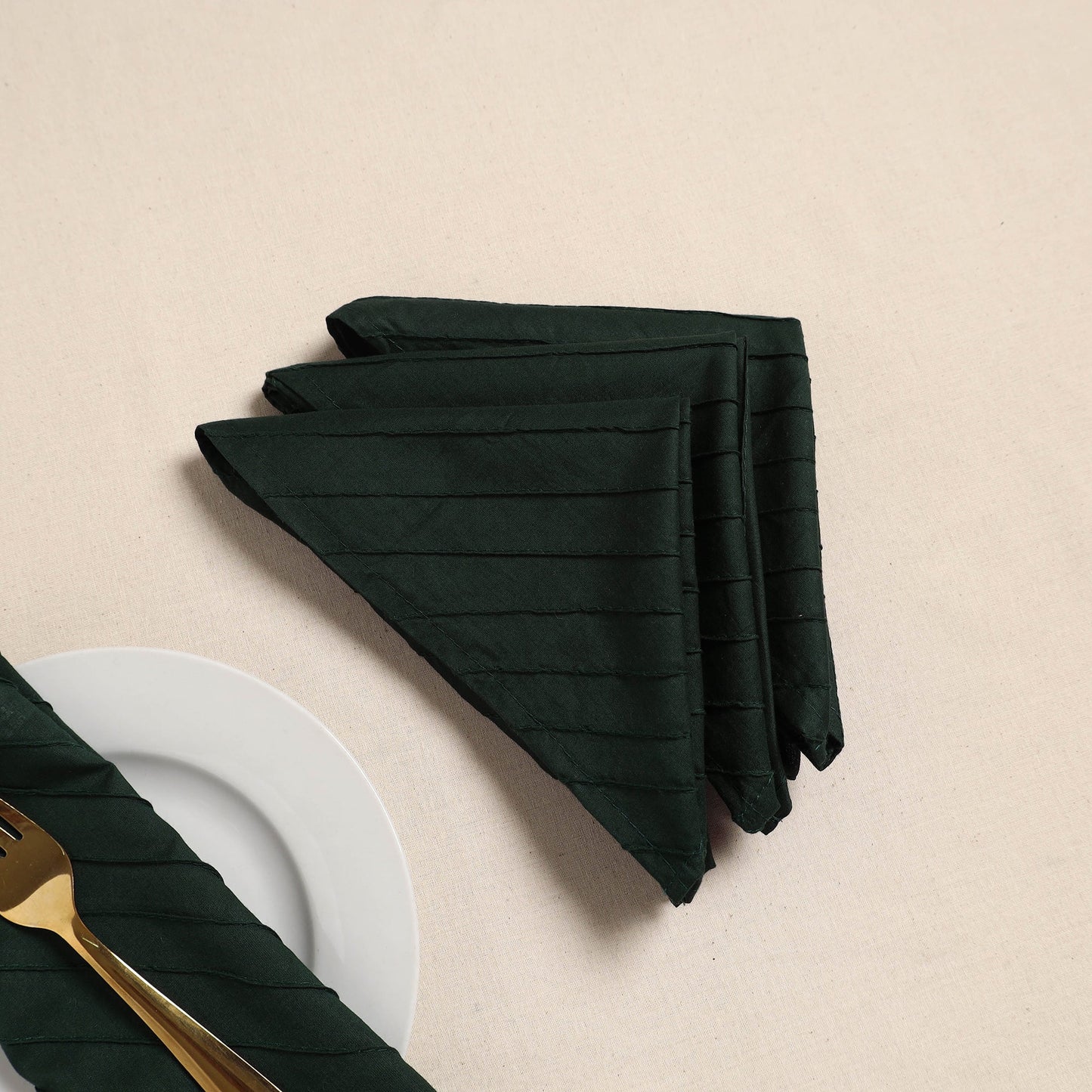 Pintuck plain table napkin (set of 4) 09 - handcrafted