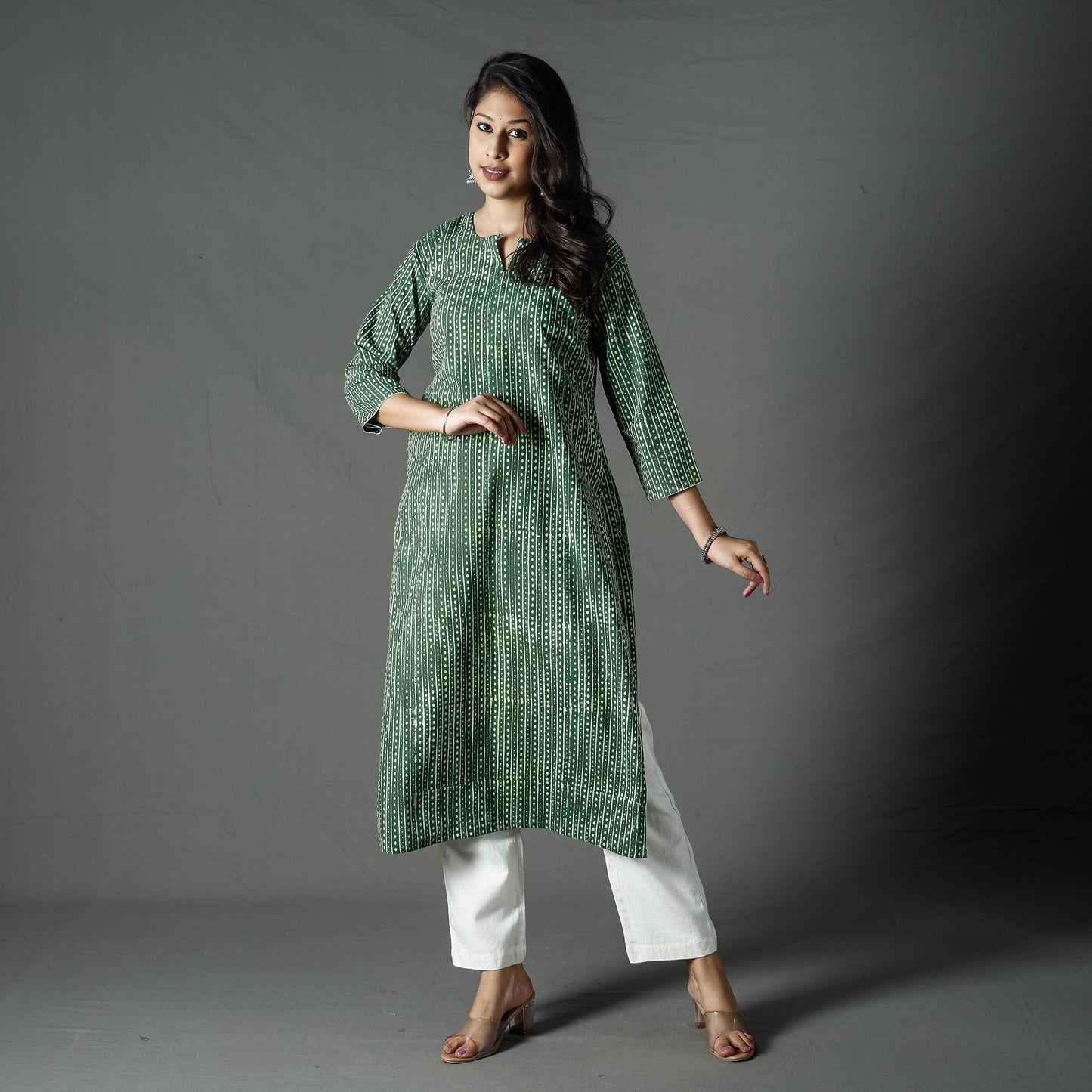 Pipad Block Printed Cotton Long Kurta for Women
