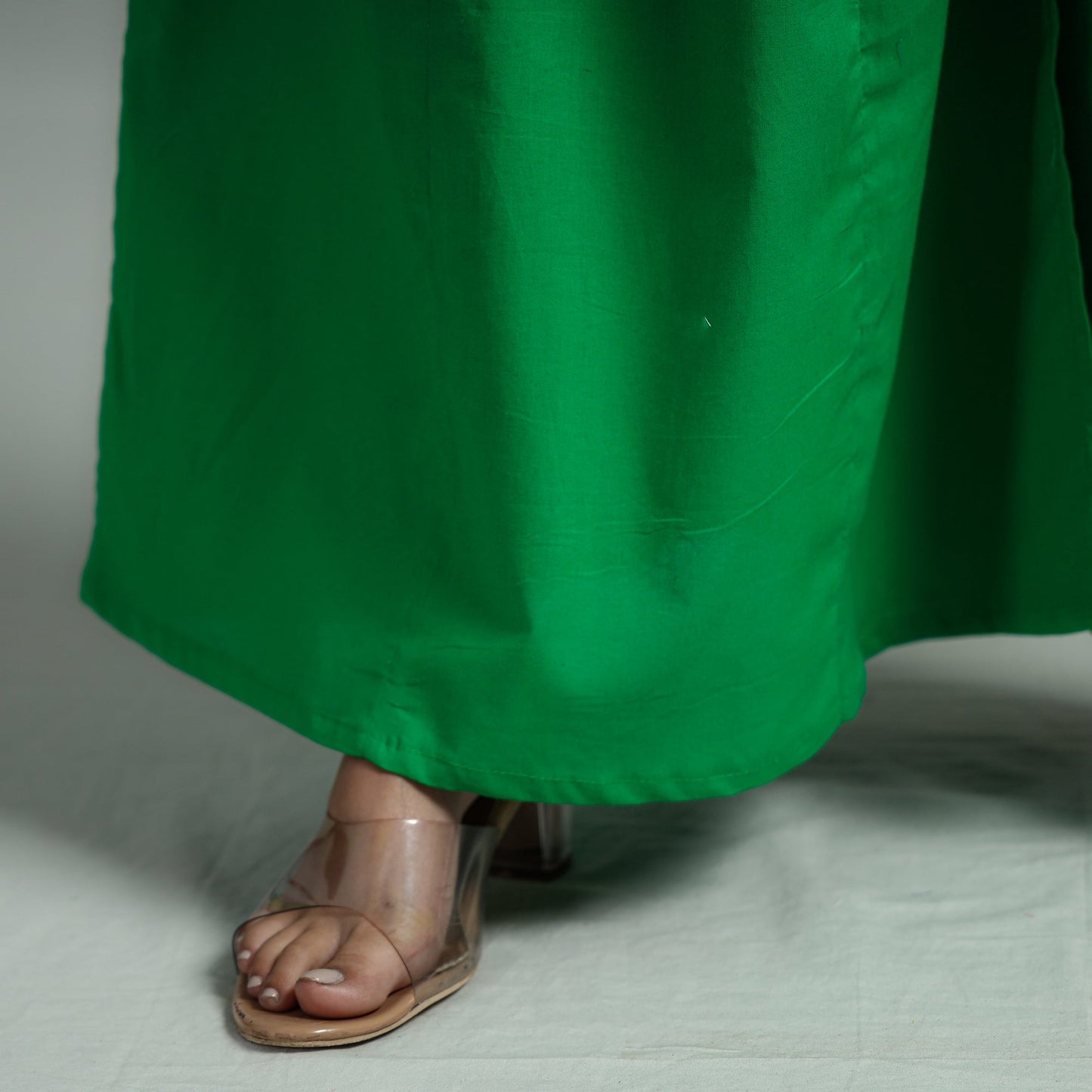 Buy Green - Plain Dyed Cotton Flared Palazzo Online