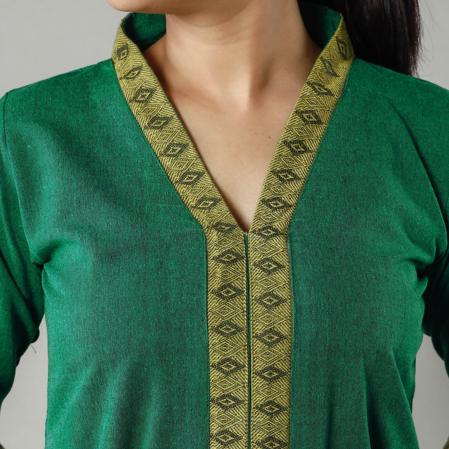Plain Jhiri Handloom Cotton Long Kurta