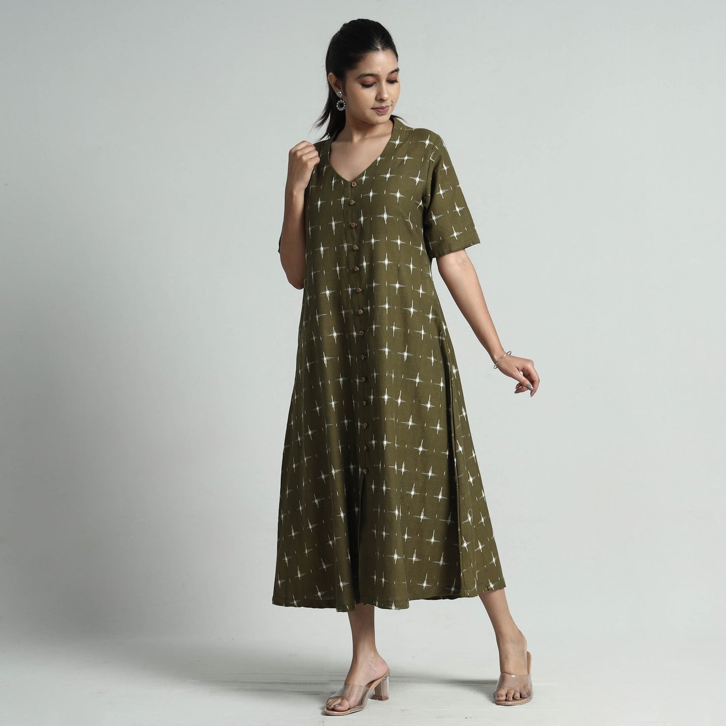 Pochampally Double Ikat Weave Cotton Dress Online l iTokri.com